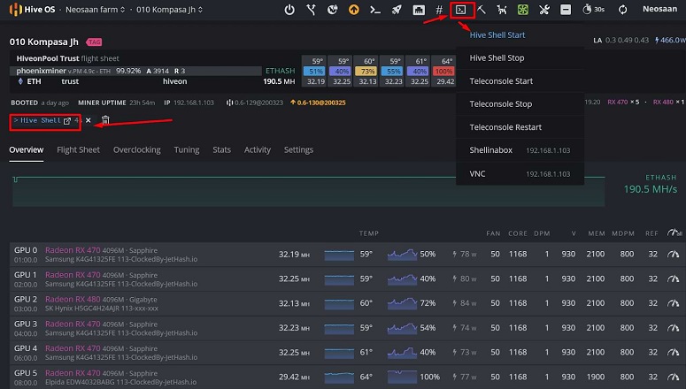 Hive OS miner commands