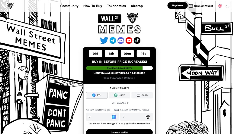 Wall Street Memes cryptocurrency raised $4 million in just 10 days in an open pre-sale