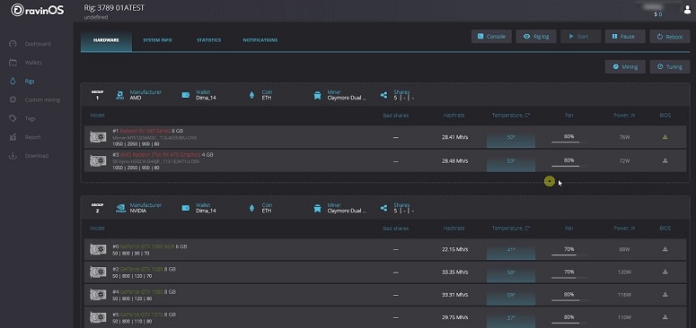 Mining on RaveOS