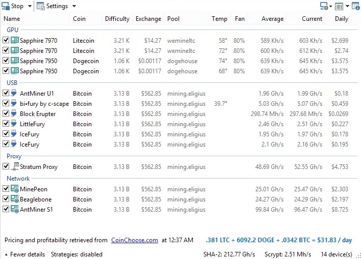 What does the speed of mining depend on