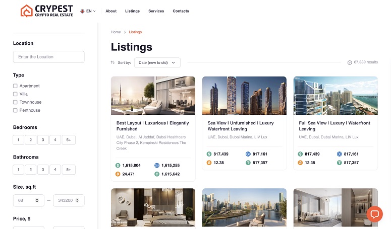 Buying real estate with cryptocurrency on the Crypest marketplace